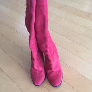 COLIN STUART RED GENUINE SUEDE BOOTS, SZ. 8B